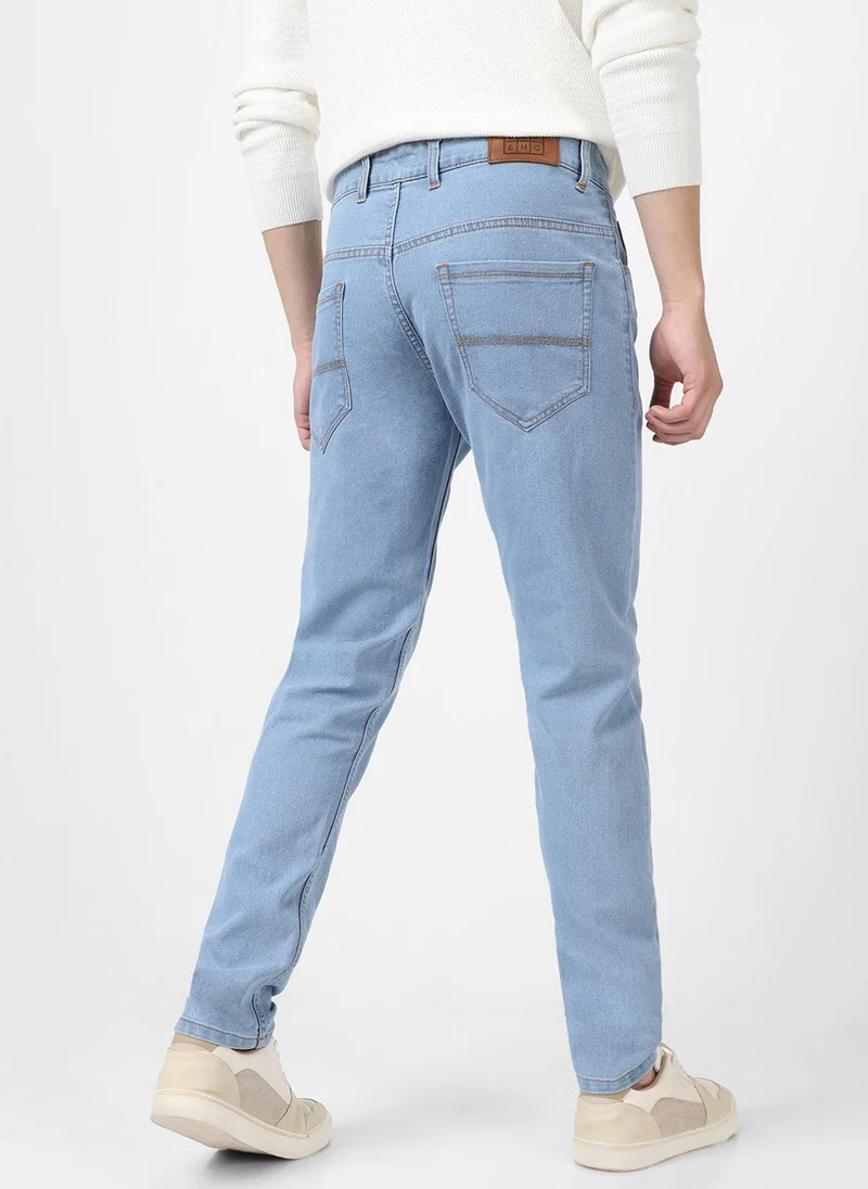 Urbano Fashion  Urbano Fashion Men's Ice Blue Slim Fit Washed Jeans Stretchable for Men | Best Price UAE